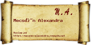 Mecsán Alexandra névjegykártya